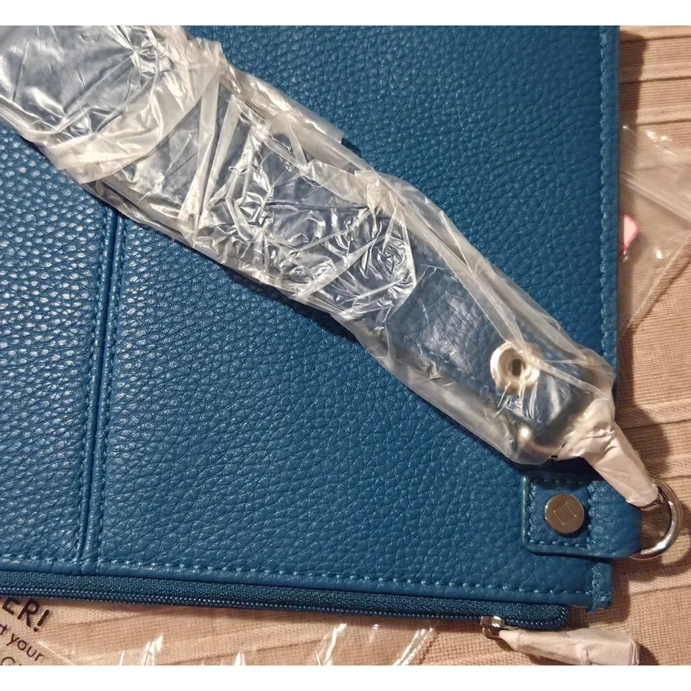 Thirty-One Retired Via Noon Pochette Midi Teal Affair Pebble Wristlet Clutch NIP